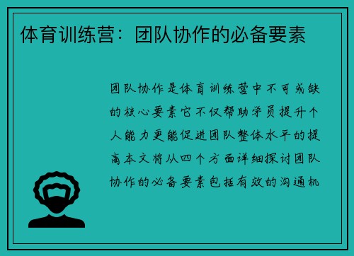 体育训练营：团队协作的必备要素